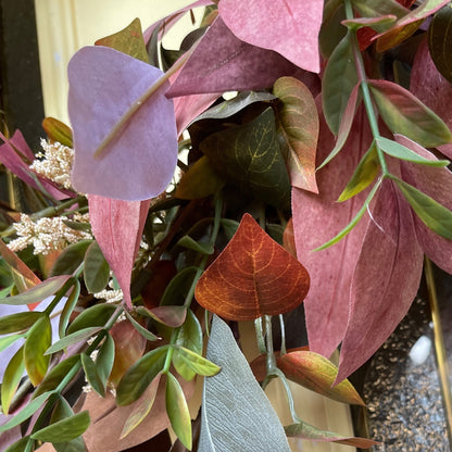 Rustic Fall Wreath with Burgundy & Blush Leaves | Farmhouse Thanksgiving Front Door Decor