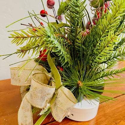 Holiday Wine Bottle Centerpiece – Christmas Floral Gift for Teacher or Coworker | Elegant Red Velvet Flower Arrangement for Home or Office