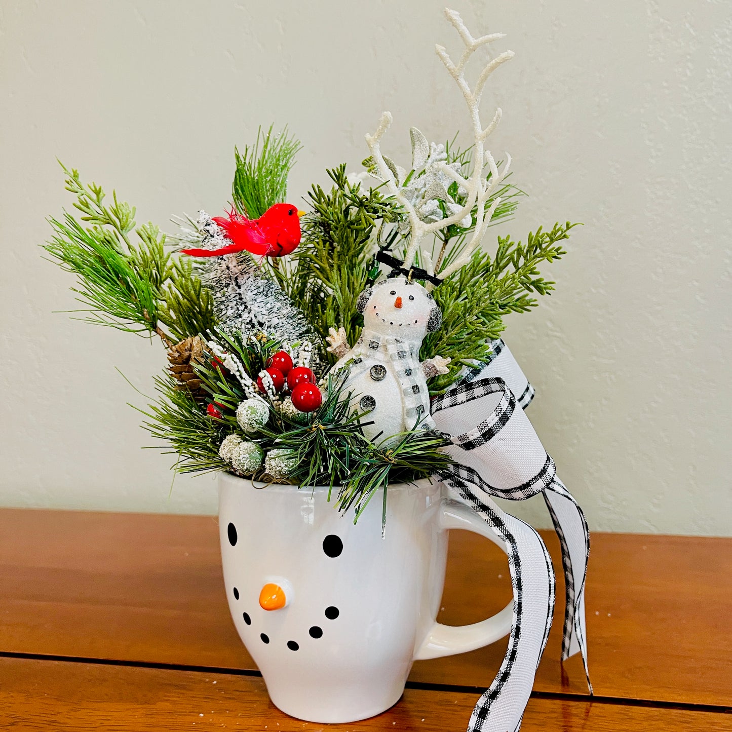 Snowman Peppermint Coffee Mug Arrangement — Teacher & Secret Santa Gift (Reusable Mug)