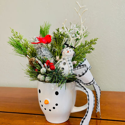 Snowman Peppermint Coffee Mug Arrangement — Teacher & Secret Santa Gift (Reusable Mug)