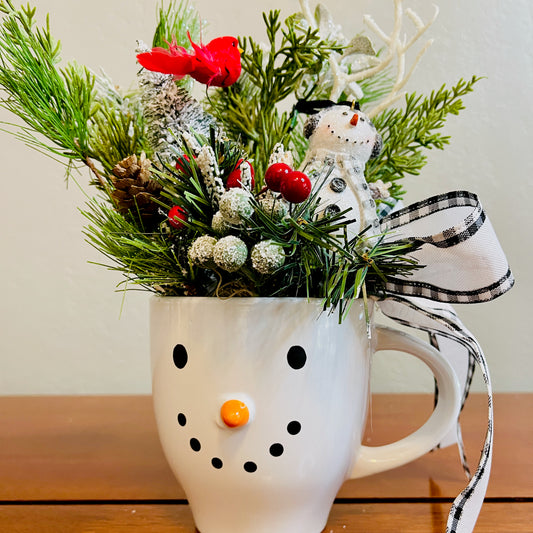 Snowman Peppermint Coffee Mug Arrangement — Teacher & Secret Santa Gift (Reusable Mug)
