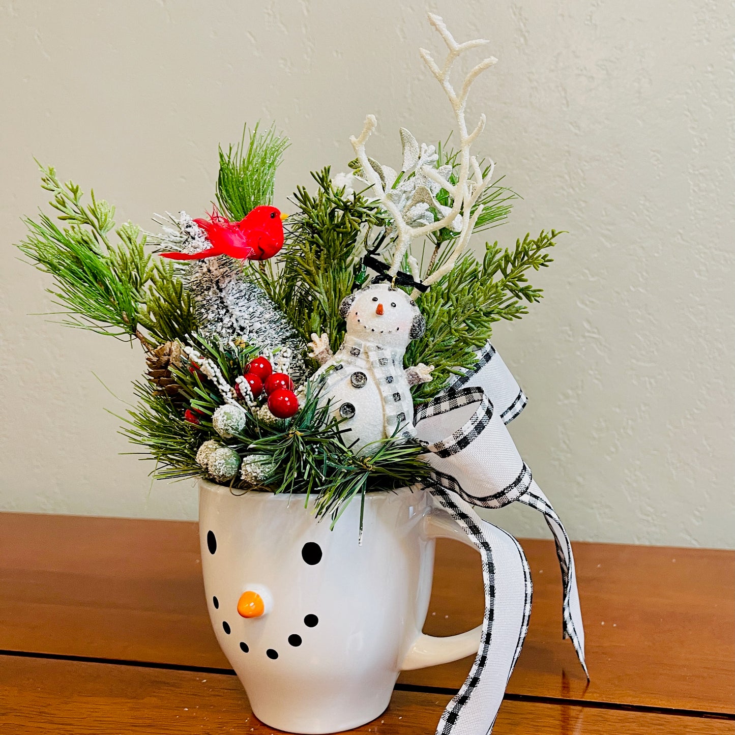 Snowman Peppermint Coffee Mug Arrangement — Teacher & Secret Santa Gift (Reusable Mug)