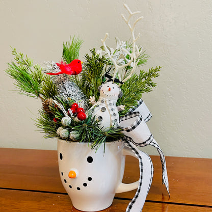Snowman Peppermint Coffee Mug Arrangement — Teacher & Secret Santa Gift (Reusable Mug)