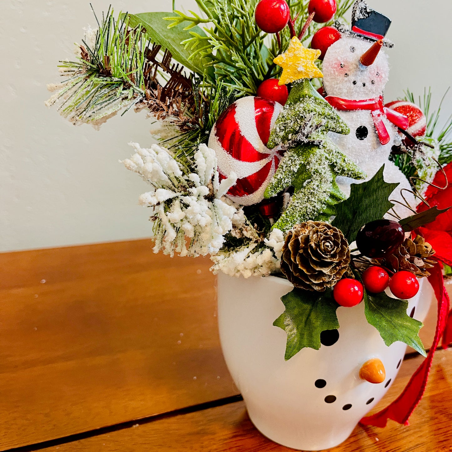 Snowman Coffee Mug Arrangement—Teacher, Secret Santa & Party-Gift Ready (Ornament Included)
