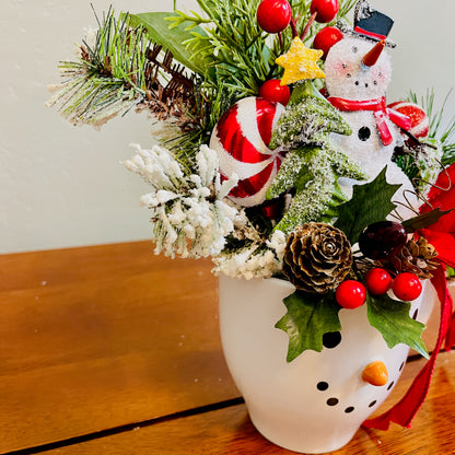 Snowman Coffee Mug Arrangement—Teacher, Secret Santa & Party-Gift Ready (Ornament Included)