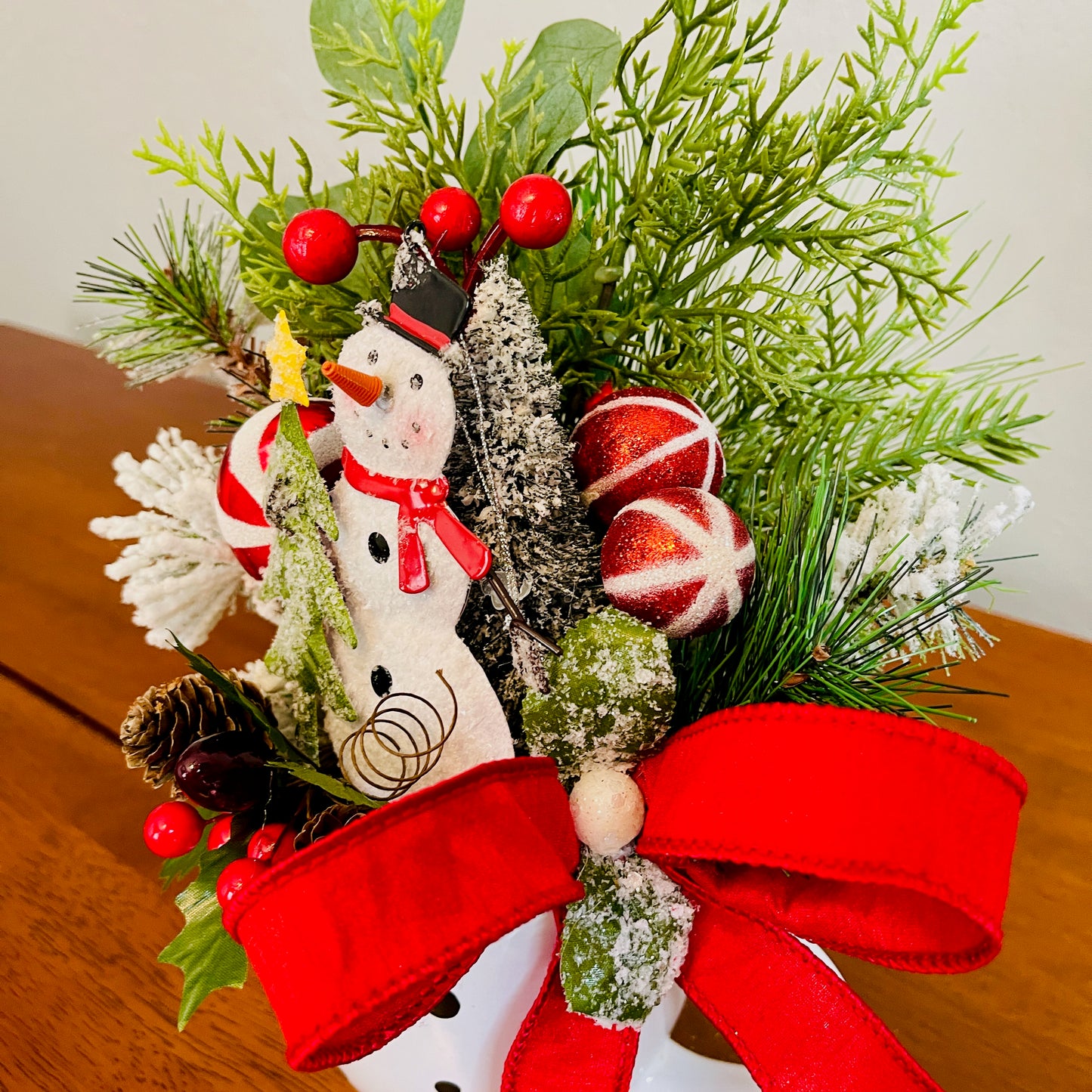 Snowman Coffee Mug Arrangement—Teacher, Secret Santa & Party-Gift Ready (Ornament Included)