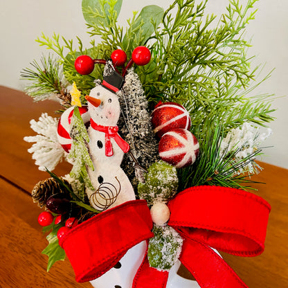 Snowman Coffee Mug Arrangement—Teacher, Secret Santa & Party-Gift Ready (Ornament Included)