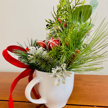 Snowman Coffee Mug Arrangement—Teacher, Secret Santa & Party-Gift Ready (Ornament Included)