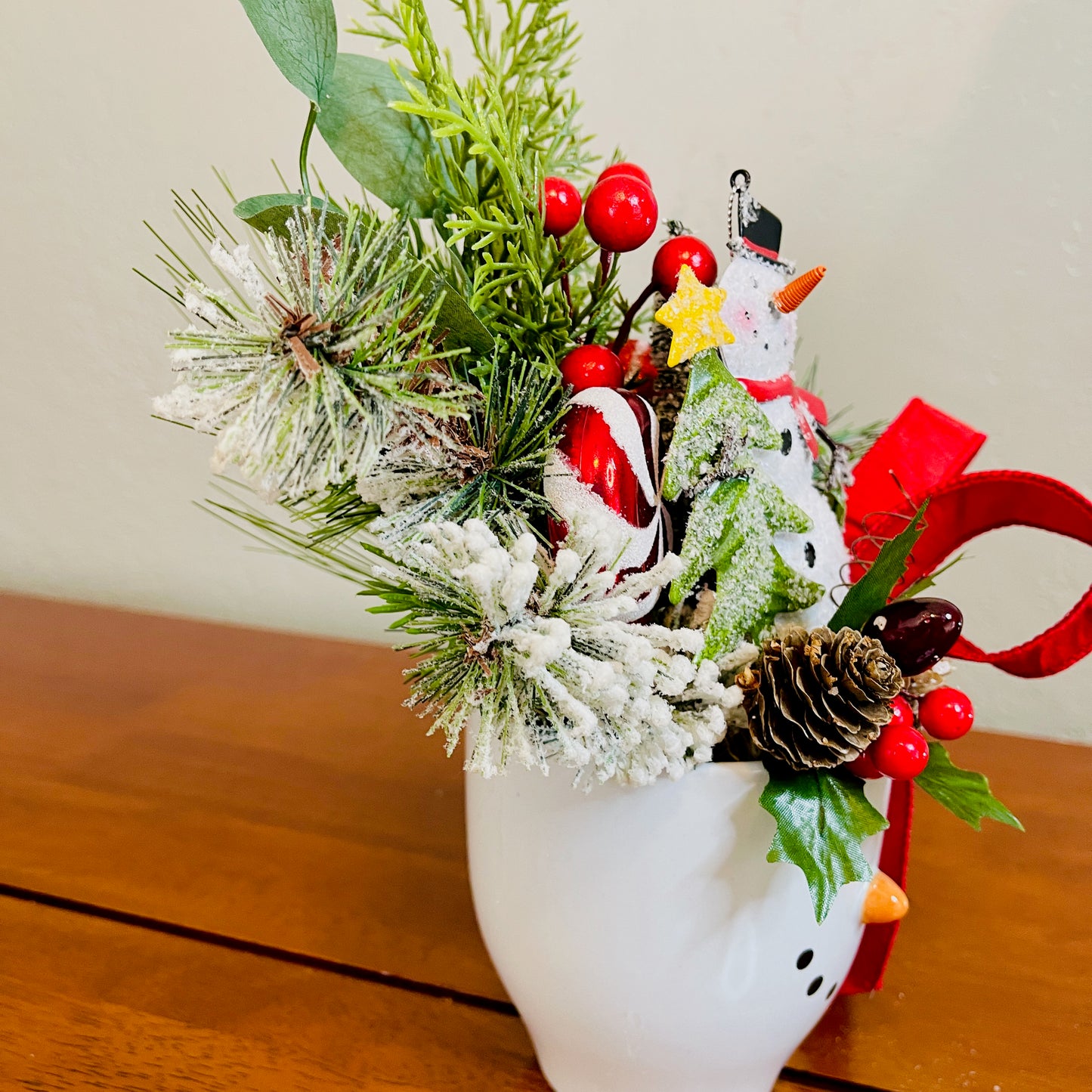 Snowman Coffee Mug Arrangement—Teacher, Secret Santa & Party-Gift Ready (Ornament Included)