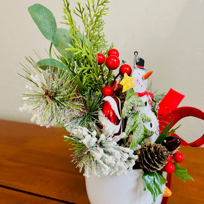 Snowman Coffee Mug Arrangement—Teacher, Secret Santa & Party-Gift Ready (Ornament Included)