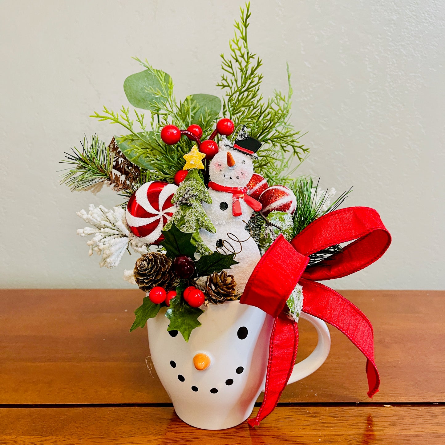 Snowman Coffee Mug Arrangement—Teacher, Secret Santa & Party-Gift Ready (Ornament Included)