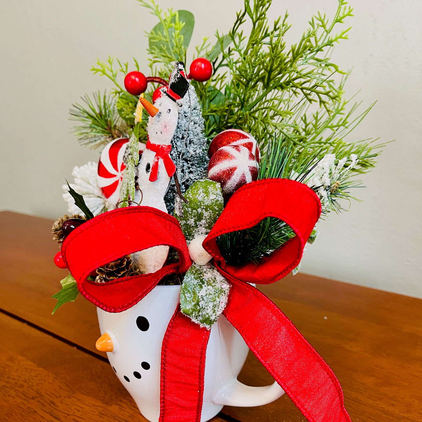 Snowman Coffee Mug Arrangement—Teacher, Secret Santa & Party-Gift Ready (Ornament Included)