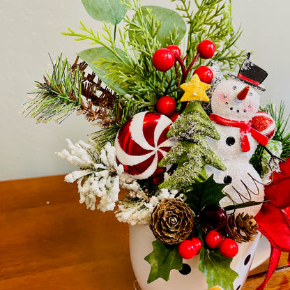 Snowman Coffee Mug Arrangement—Teacher, Secret Santa & Party-Gift Ready (Ornament Included)