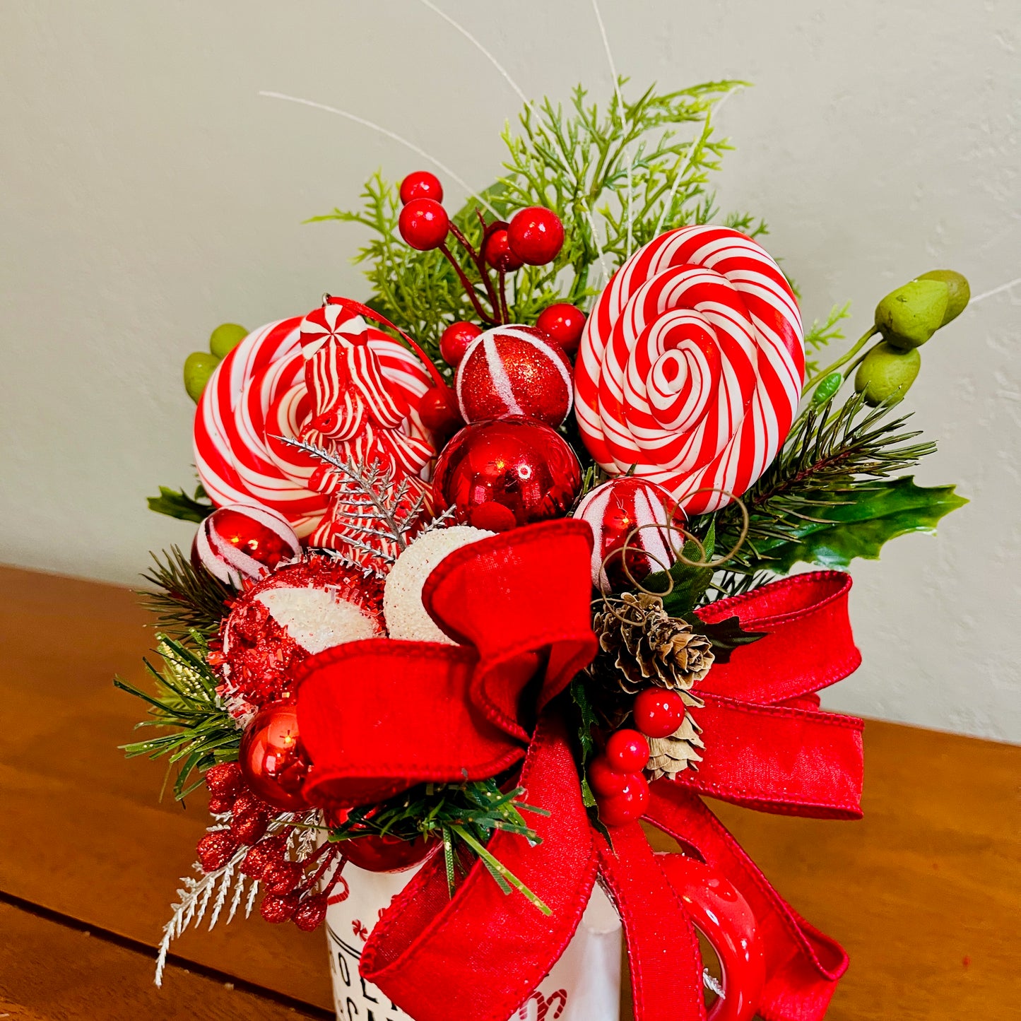 Holiday Candy Peppermint Mug Arrangement — Teacher & Secret Santa Gift (Reusable Mug)