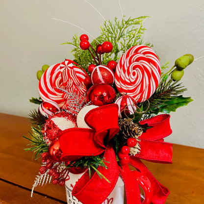 Holiday Candy Peppermint Mug Arrangement — Teacher & Secret Santa Gift (Reusable Mug)