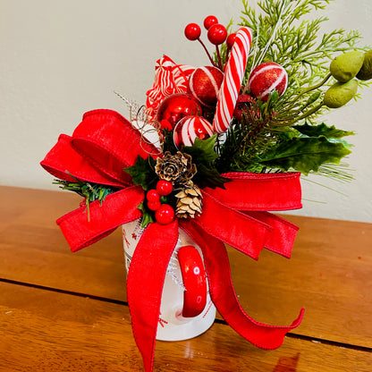 Holiday Candy Peppermint Mug Arrangement — Teacher & Secret Santa Gift (Reusable Mug)