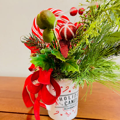 Holiday Candy Peppermint Mug Arrangement — Teacher & Secret Santa Gift (Reusable Mug)