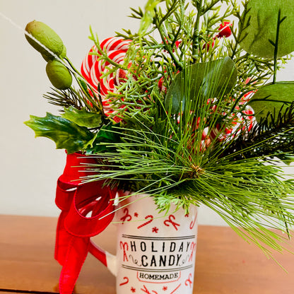Holiday Candy Peppermint Mug Arrangement — Teacher & Secret Santa Gift (Reusable Mug)