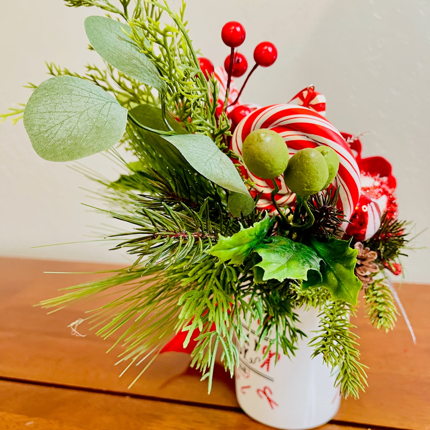 Holiday Candy Peppermint Mug Arrangement — Teacher & Secret Santa Gift (Reusable Mug)