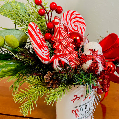 Holiday Candy Peppermint Mug Arrangement — Teacher & Secret Santa Gift (Reusable Mug)