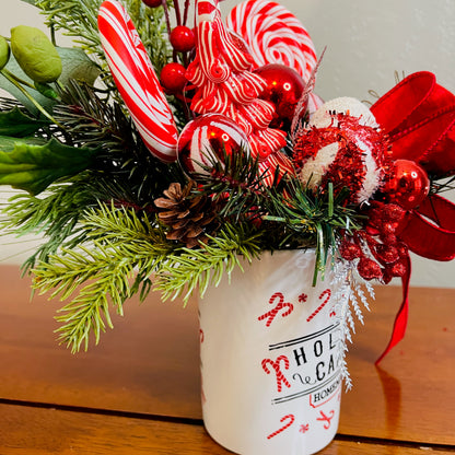 Holiday Candy Peppermint Mug Arrangement — Teacher & Secret Santa Gift (Reusable Mug)