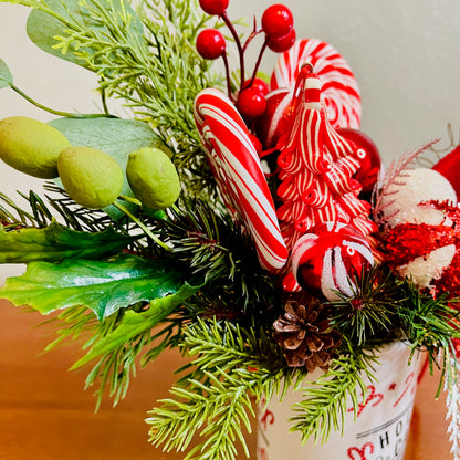 Holiday Candy Peppermint Mug Arrangement — Teacher & Secret Santa Gift (Reusable Mug)