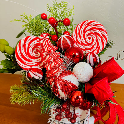 Holiday Candy Peppermint Mug Arrangement — Teacher & Secret Santa Gift (Reusable Mug)