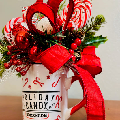 Holiday Candy Peppermint Mug Arrangement — Teacher & Secret Santa Gift (Reusable Mug)