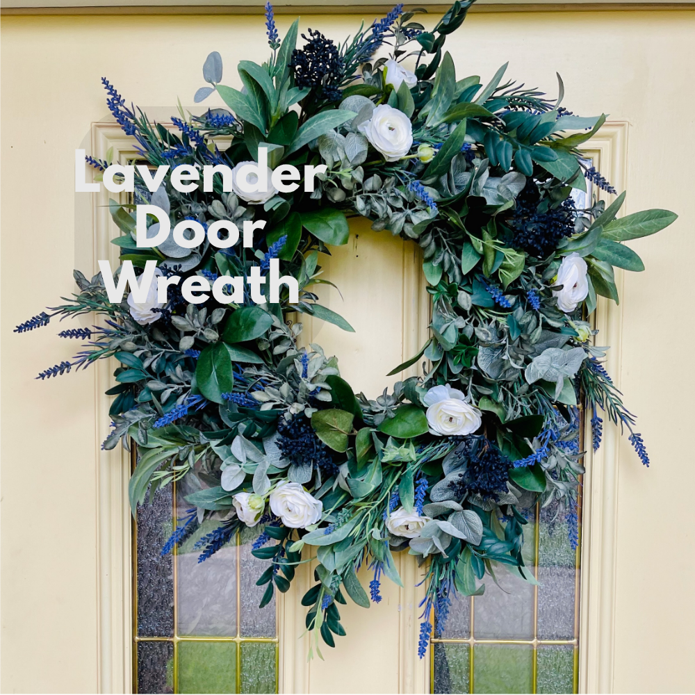 Lavender & Eucalyptus Wreath with White Ranunculus – Farmhouse Year-Round Door Decor