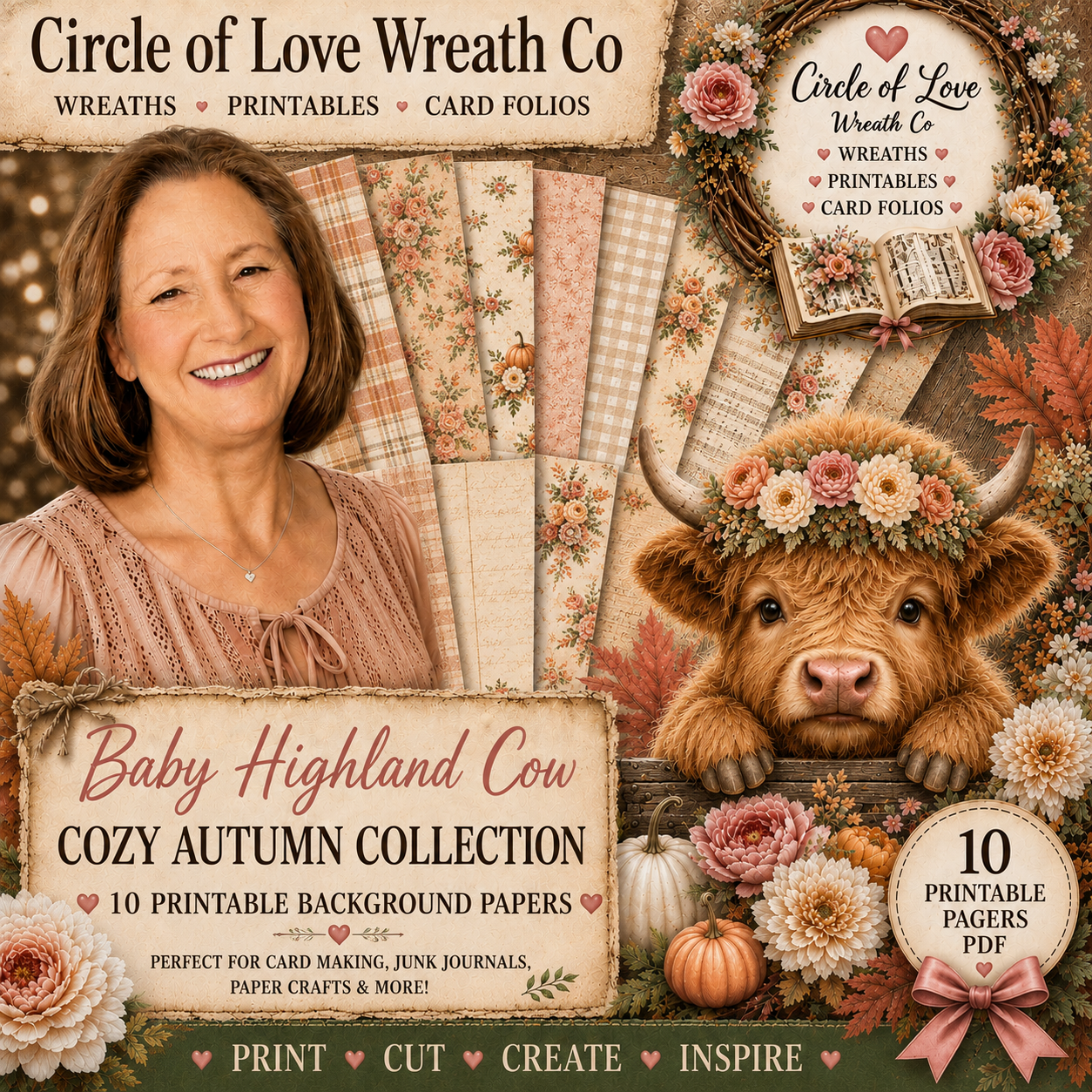 Baby Highland Cow Cozy Autumn Paper Pack