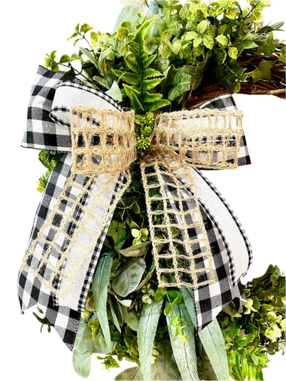 Rustic Farmhouse Decor Greenery Wreath Office Decorations Front Door Everyday Wreaths Handcrafted Gifts for her Home Accent Decor Wall Art