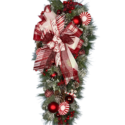Christmas Peppermint Wreath for Front Door Holiday Decor Christmas Decorations for Home Decor Xmas Traditional Colors red and white
