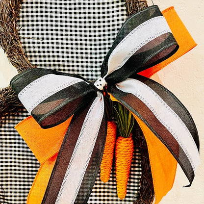 Bunny Wreath Easter Black white rabbit Black Buffalo Plaid Bunny Shaped Grapevine for front door