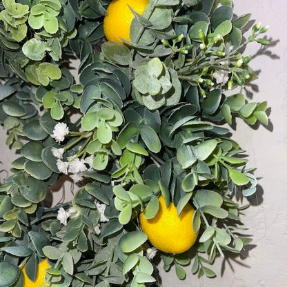 Lemon and Orange Citrus or Lamb’s Ear Cabinet Wreath Farmhouse Kitchen Décor or Candle Ring Home Decorations