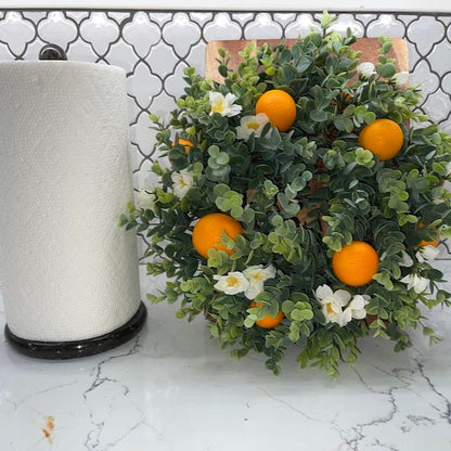 Lemon and Orange Citrus or Lamb’s Ear Cabinet Wreath Farmhouse Kitchen Décor or Candle Ring Home Decorations