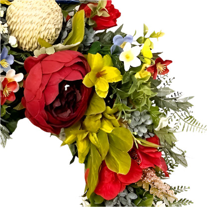 Patriotic Red White & Blue USA Wreath with American Home Sign for #FrontDoor Memorial Day #4thofjulydecor American Flag #PatrioticDecor #USA