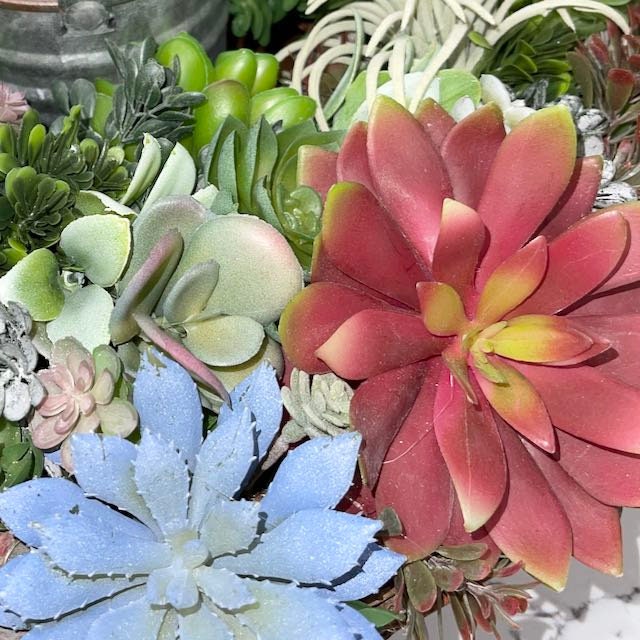 Succulent Wreath with Burgundy and Blue-Green Accents – Perfect for Front Door, Tabletop, or Office Décor Everyday Decorations Year Round