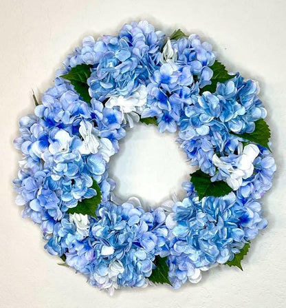 Blue Hydrangea Wreath for Front Door Handmade gift Baby Boy Shower Decorations Bedroom Home Decor Office Gift for Her Blue Hydrangea Florals