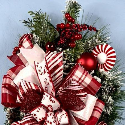 Christmas Peppermint Wreath for Front Door Holiday Decor Christmas Decorations for Home Decor Xmas Traditional Colors red and white