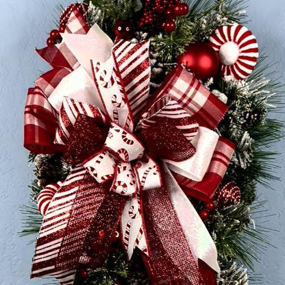 Christmas Peppermint Wreath for Front Door Holiday Decor Christmas Decorations for Home Decor Xmas Traditional Colors red and white