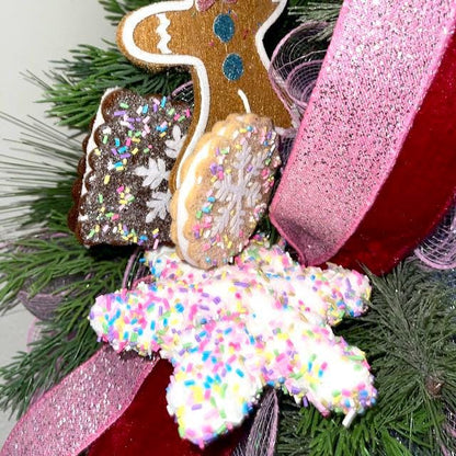 Santa Wreath for Front Door December Birthday Decor Holiday Candy Christmas Decoration Gift for her Sweet Decorations for December Party