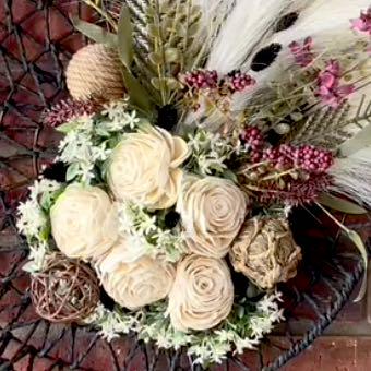 Boho Wreath for Front Door. Wall Art Decorations with Pampas Grass, Black Basket, Neutral Decor, Minimalist Boho Home Wall Decorations