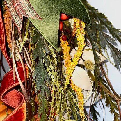 Fall Wreath for Front Door Thanksgiving or Office Decorations Autumn Florals with Designer Bow Handmade Home Decor with Autumn Pumpkins