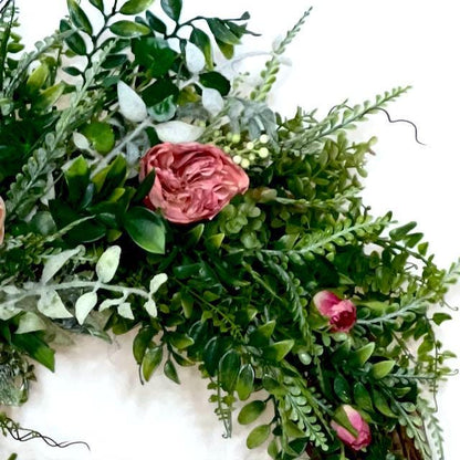 Spring Wreath for Front Door, Mauve and Pink Peonies, Cottage-Style Décor for Home, Weddings, or Bridal Showers Decorations