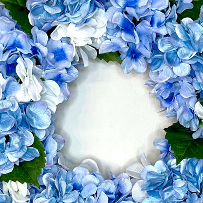 Blue Hydrangea Wreath for Front Door Handmade gift Baby Boy Shower Decorations Bedroom Home Decor Office Gift for Her Blue Hydrangea Florals