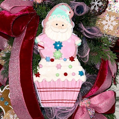 Santa Wreath for Front Door December Birthday Decor Holiday Candy Christmas Decoration Gift for her Sweet Decorations for December Party