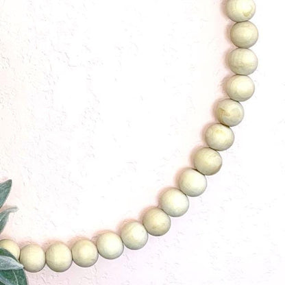 White Beaded Wreath for home Decor Boho Chic-Black and White Wreath- Lamb Ear Bead Home Decor Entryway Bohemian Decor Front door hanger