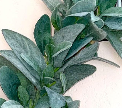 White Beaded Wreath for home Decor Boho Chic-Black and White Wreath- Lamb Ear Bead Home Decor Entryway Bohemian Decor Front door hanger