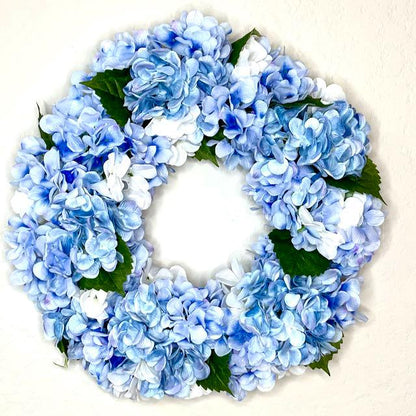 Blue Hydrangea Wreath for Front Door Handmade gift Baby Boy Shower Decorations Bedroom Home Decor Office Gift for Her Blue Hydrangea Florals