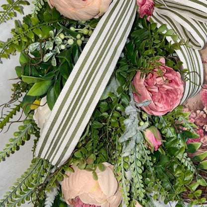 Spring Wreath for Front Door, Mauve and Pink Peonies, Cottage-Style Décor for Home, Weddings, or Bridal Showers Decorations